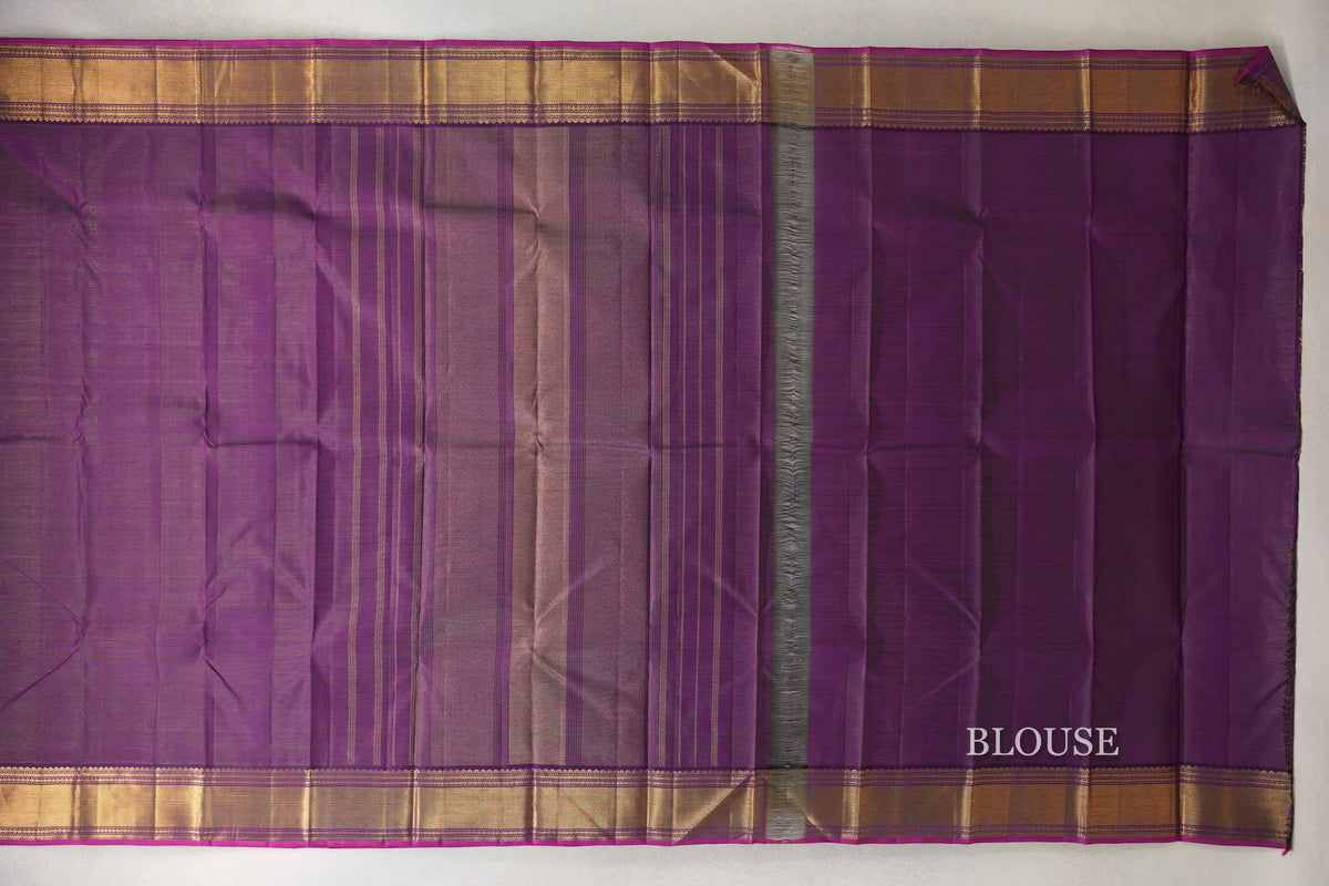 Deep Purple Vintage Kanjivaram Silk Saree blouse