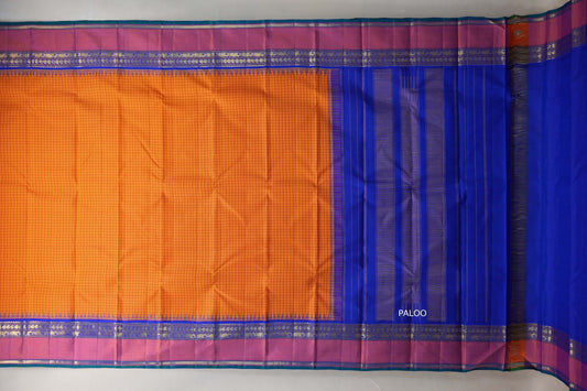 Multi Color Checks Vintage Kanjivaram Silk Saree SS9196