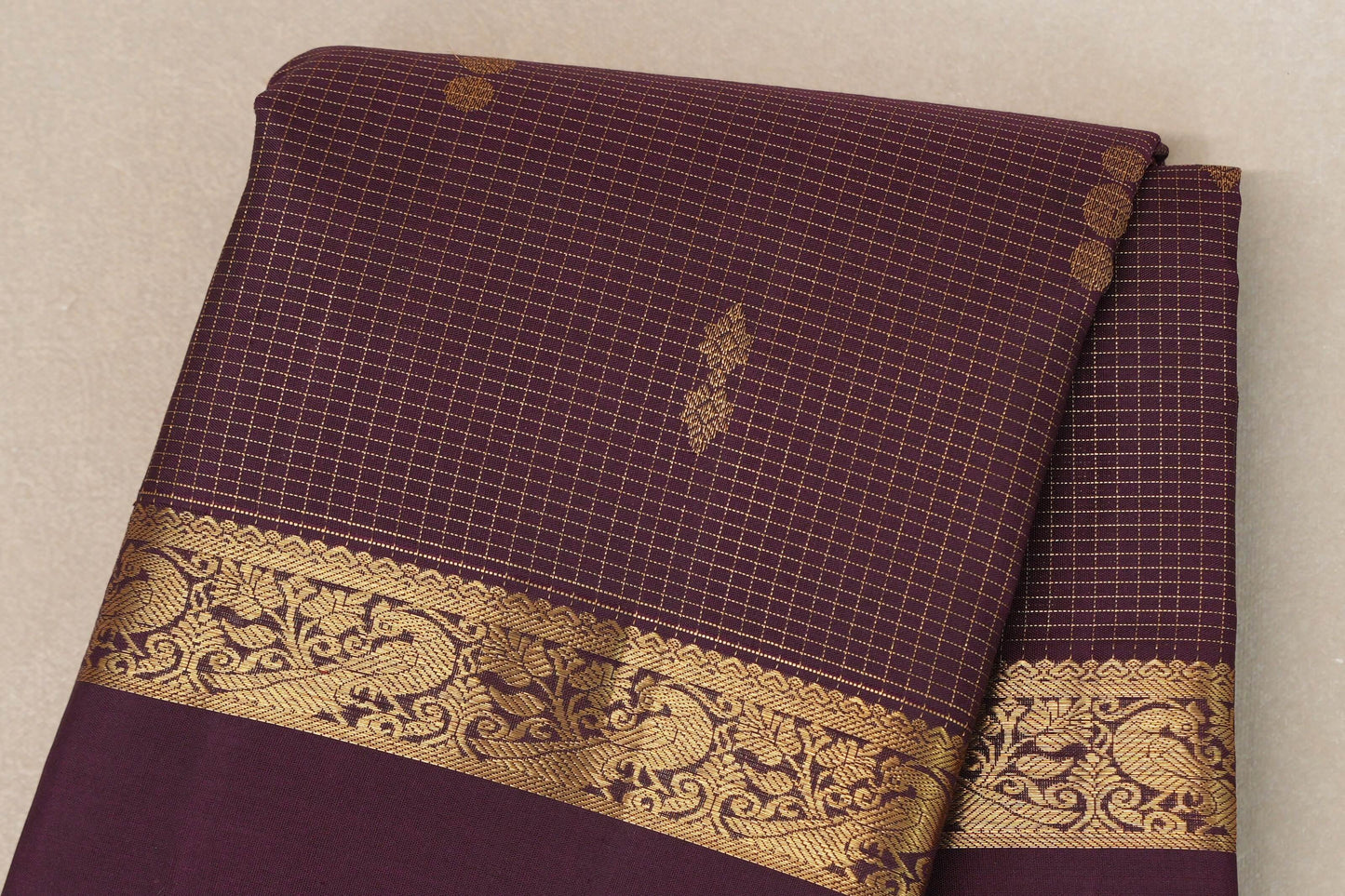 Deep Plum Vintage Kanjivaram Silk Saree SS9197