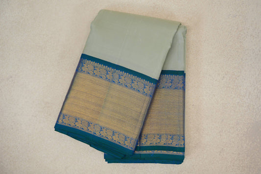 Pastel Sage Green Vintage Kanjivaram Silk Saree folded 