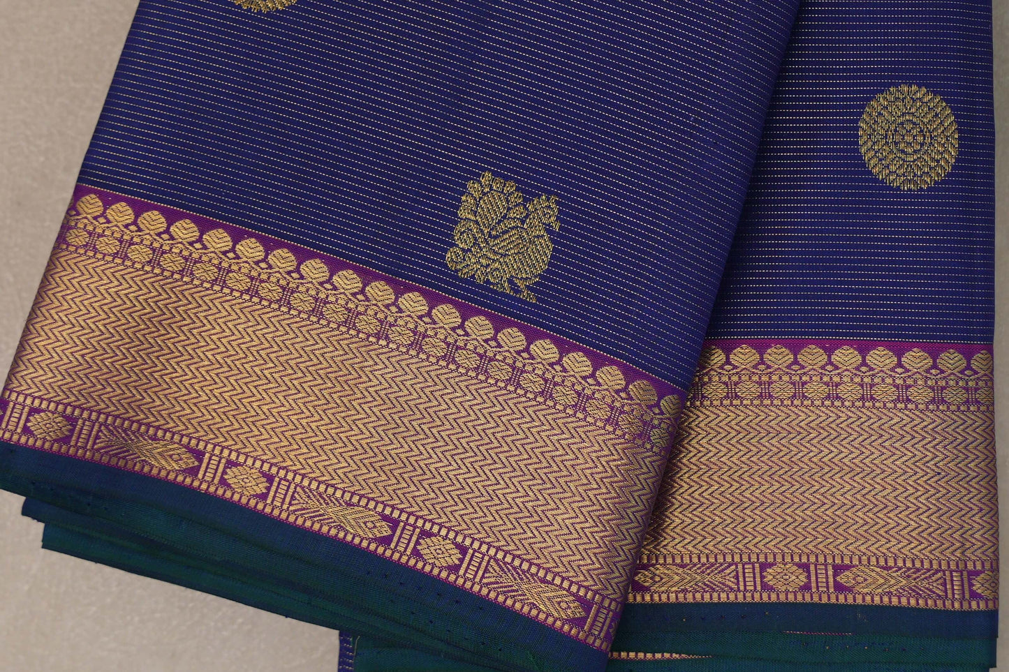 Indigo Violet Vintage Kanjivaram Silk Saree SS9198