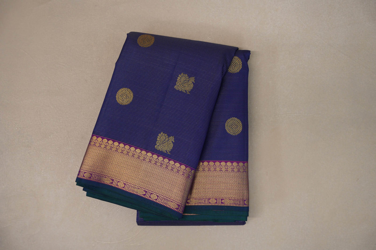 Indigo Violet Vintage Kanjivaram Silk Saree SS9198