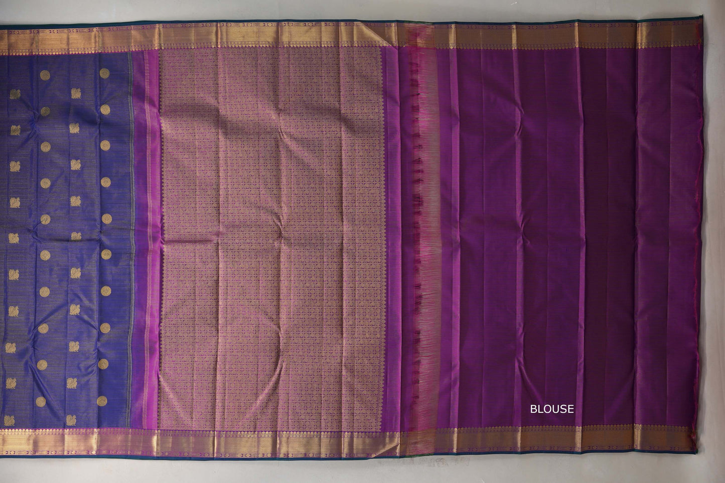 Indigo Violet Vintage Kanjivaram Silk Saree SS9198
