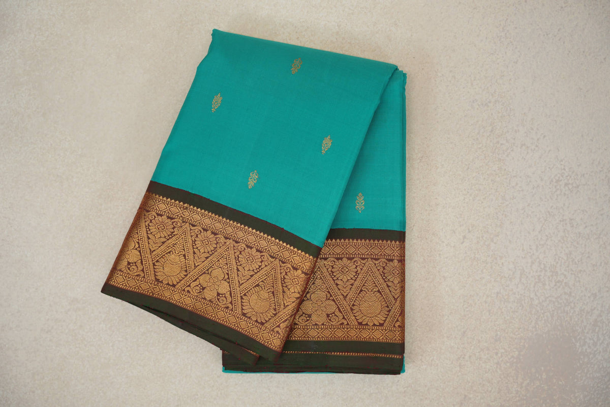 Aqua Green Vintage Kanjivaram Silk Saree
