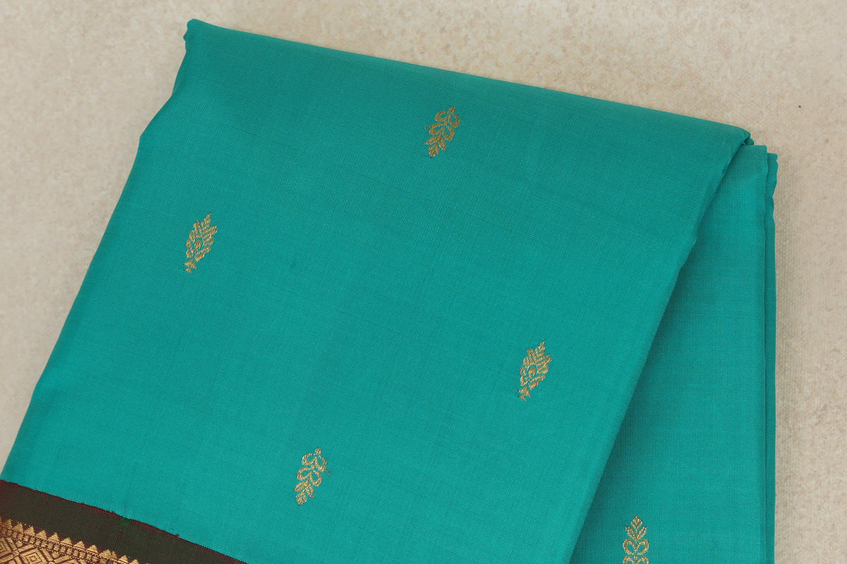 Aqua Green Vintage Kanjivaram Silk Saree body zoom