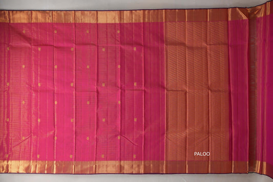 Orangish Pink Vintage Kanjivaram Silk Saree SS9199