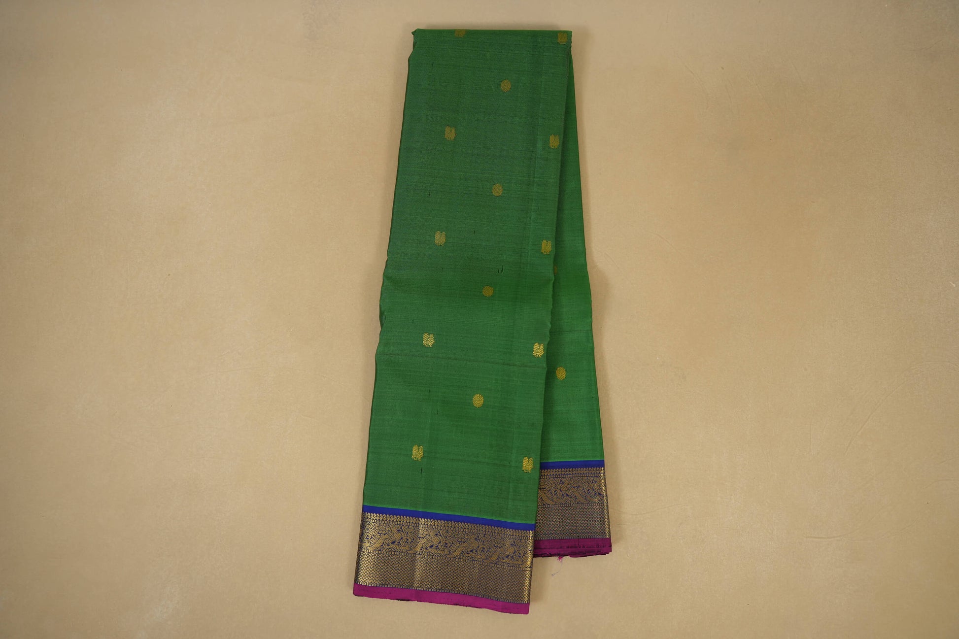 Online Green with Blue Borders Kanjivaram Silk Saree