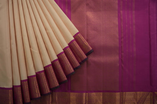 Beige kanchipuram silk saree