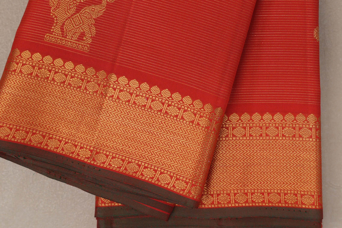 Bright Orange Vintage Kanjivaram Silk Saree SS9203