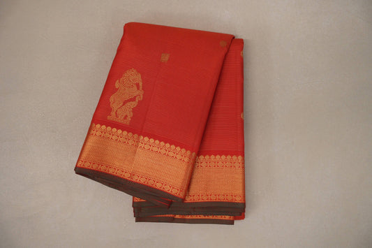 Bright Orange Vintage Kanjivaram Silk Saree SS9203