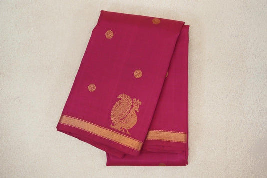 folded Deep Rani Pink Vintage Kanjivaram Silk Saree