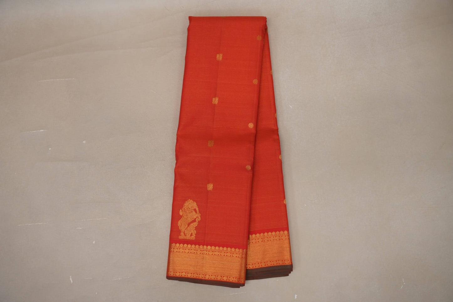 Bright Orange Vintage Kanjivaram Silk Saree SS9203