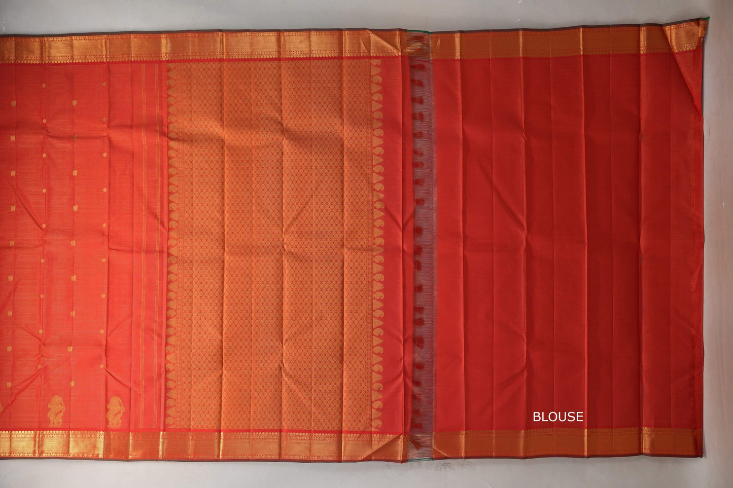 Bright Orange Vintage Kanjivaram Silk Saree SS9203