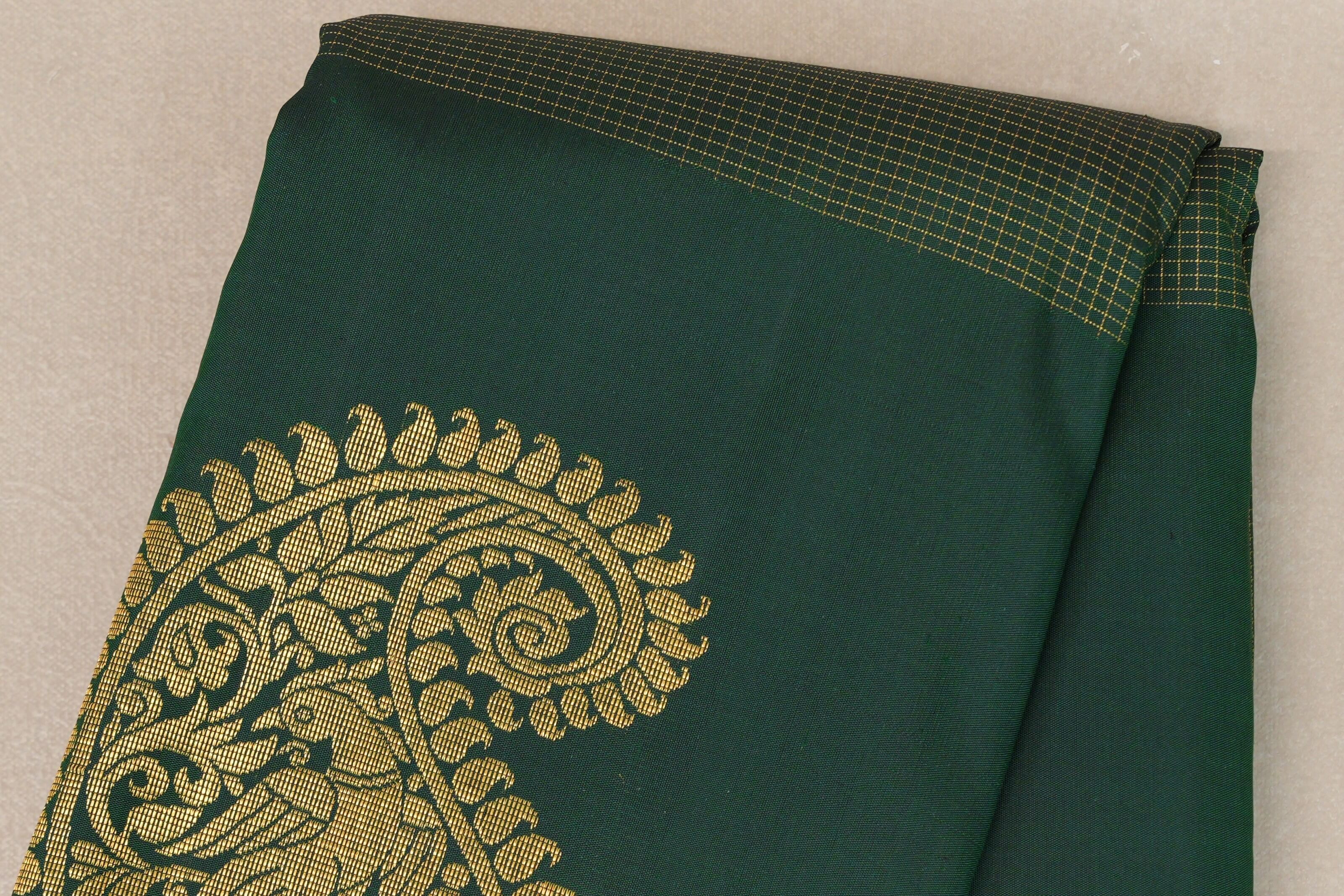 Deep Bottle Green Vintage Kanjivaram Silk Saree SS9204