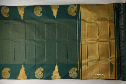 Deep Bottle Green Vintage Kanjivaram Silk Saree SS9204
