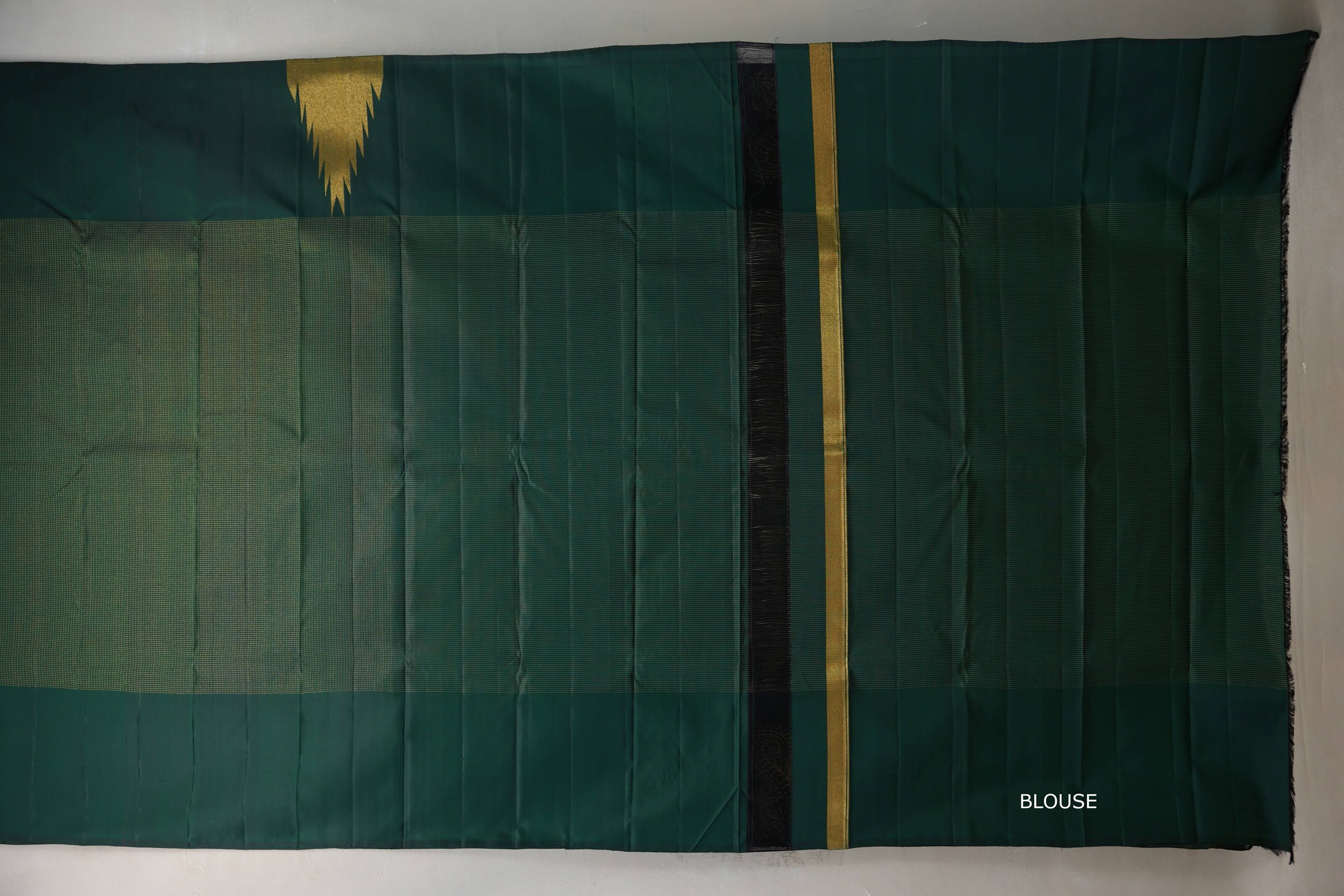 Deep Bottle Green Vintage Kanjivaram Silk Saree SS9204