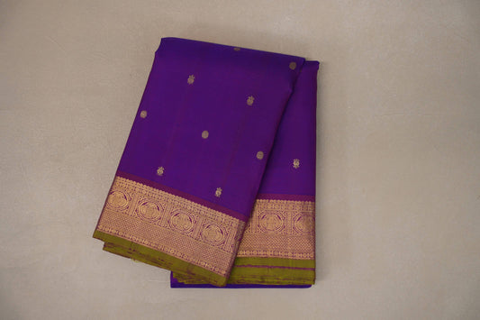 Dual Tone of Royal Blue and Purple Vintage Kanjivaram Silk Saree SS9205