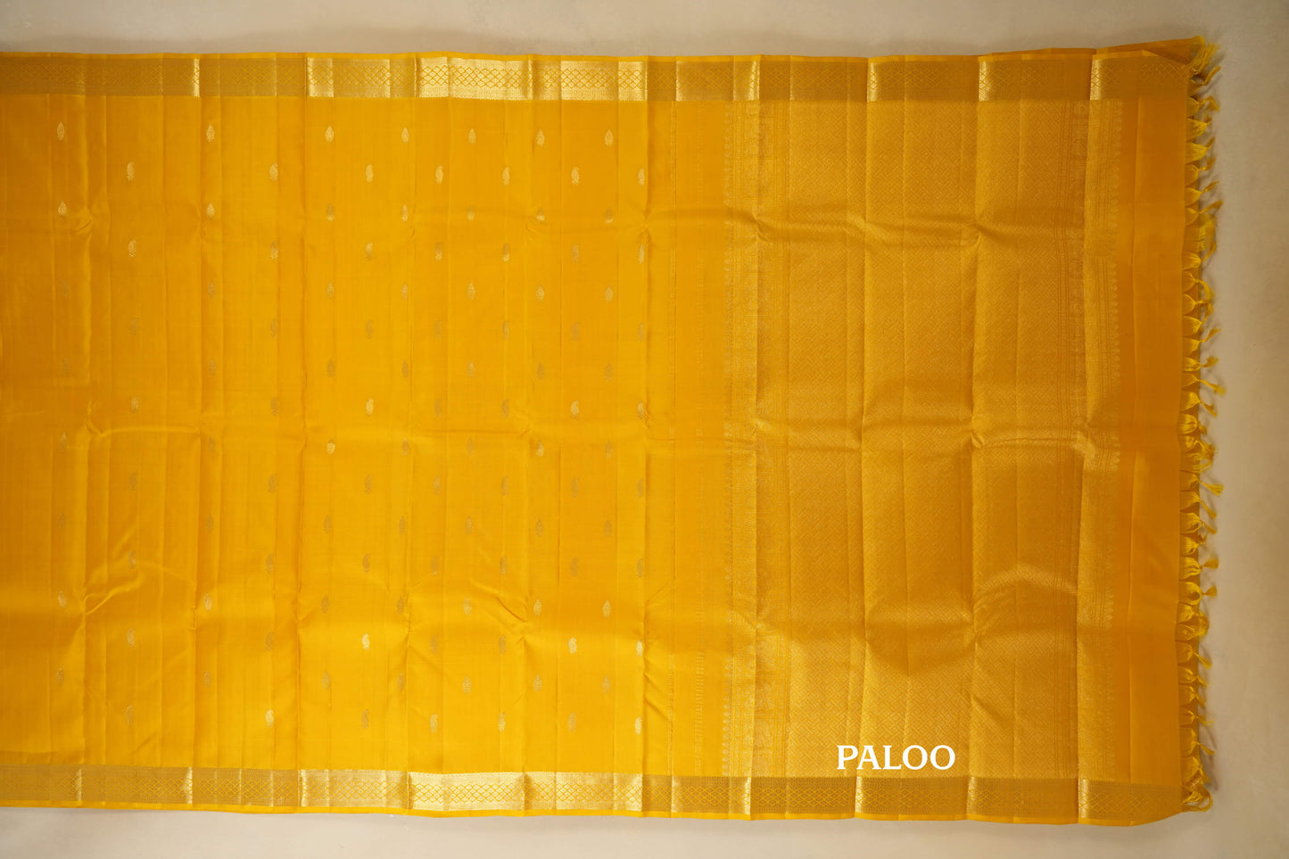 Yellow Kanjivaram Silk Saree  paloo