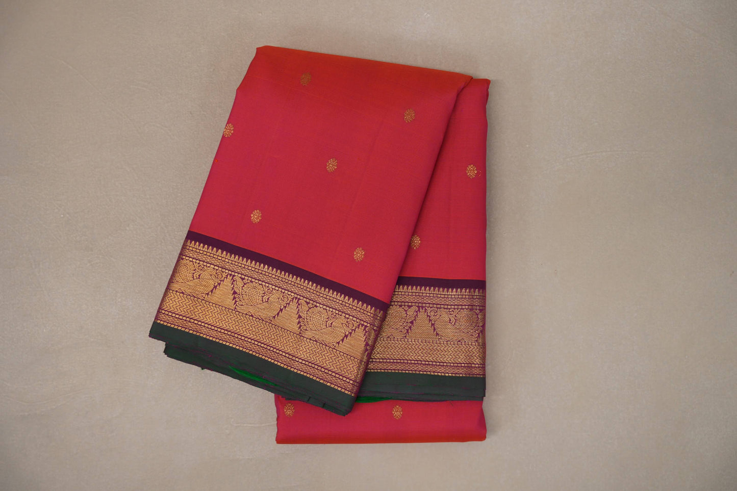Orangish Pink Vintage Kanjivaram Silk Saree SS9206