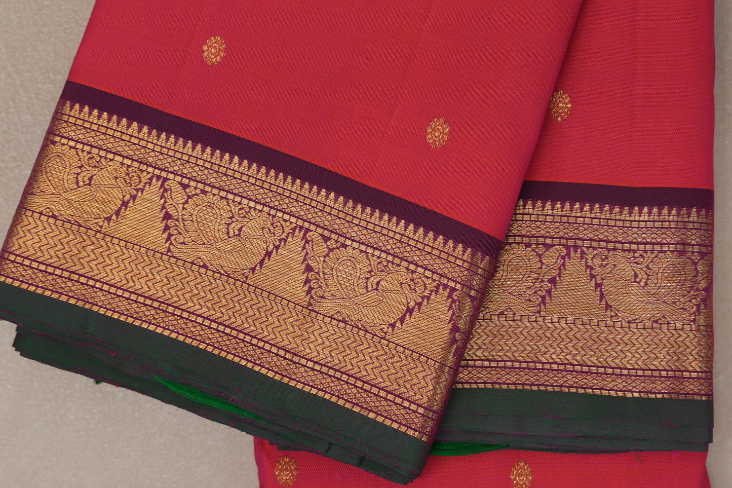 Orangish Pink Vintage Kanjivaram Silk Saree SS9206