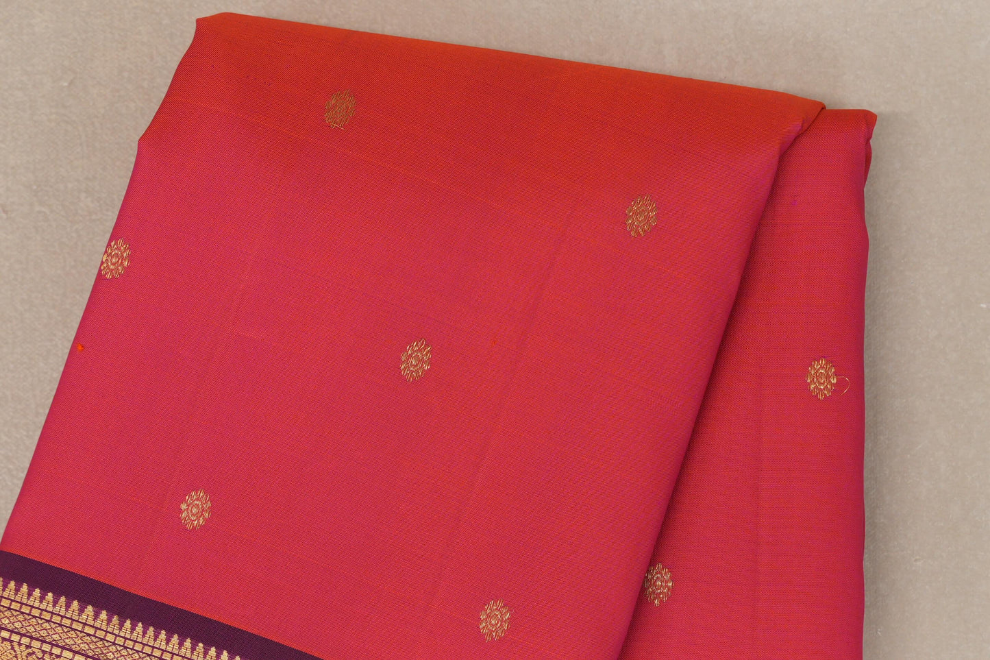 Orangish Pink Vintage Kanjivaram Silk Saree SS9206