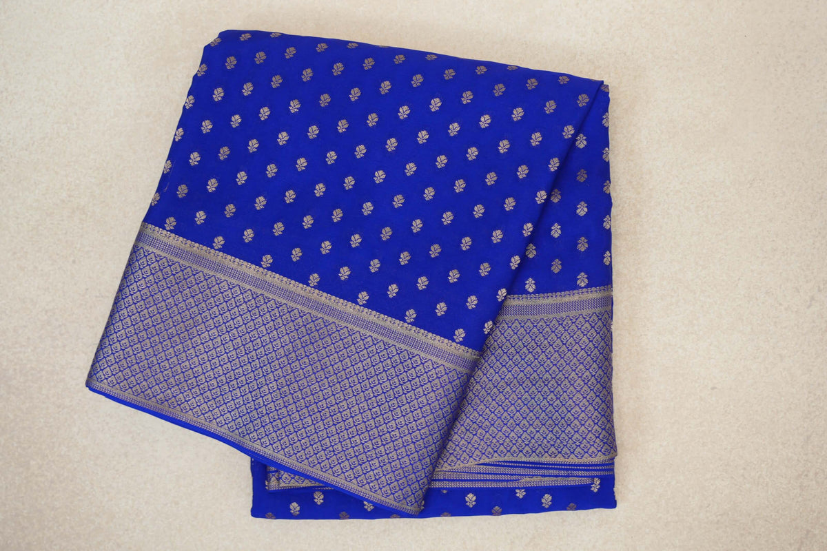 Bright Royal Blue Mysore Silk Saree