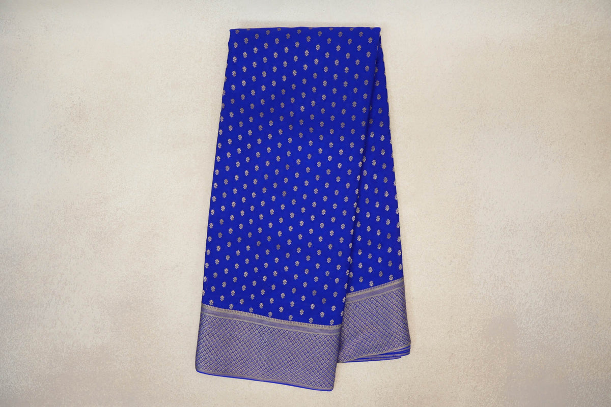 Online Bright Royal Blue Mysore Silk Saree