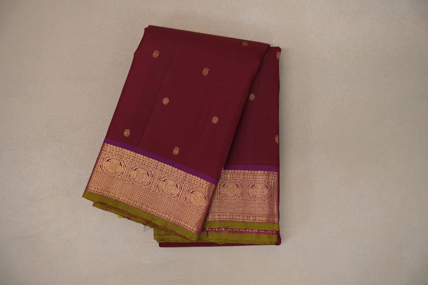 Deep Maroon with deep magenta Vintage Kanjivaram Silk Saree SS9208