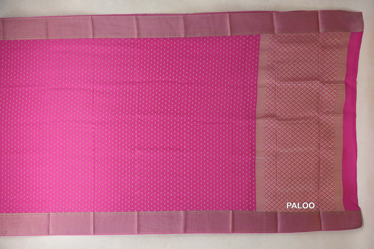 Rani Pink Mysore Silk Saree paloo