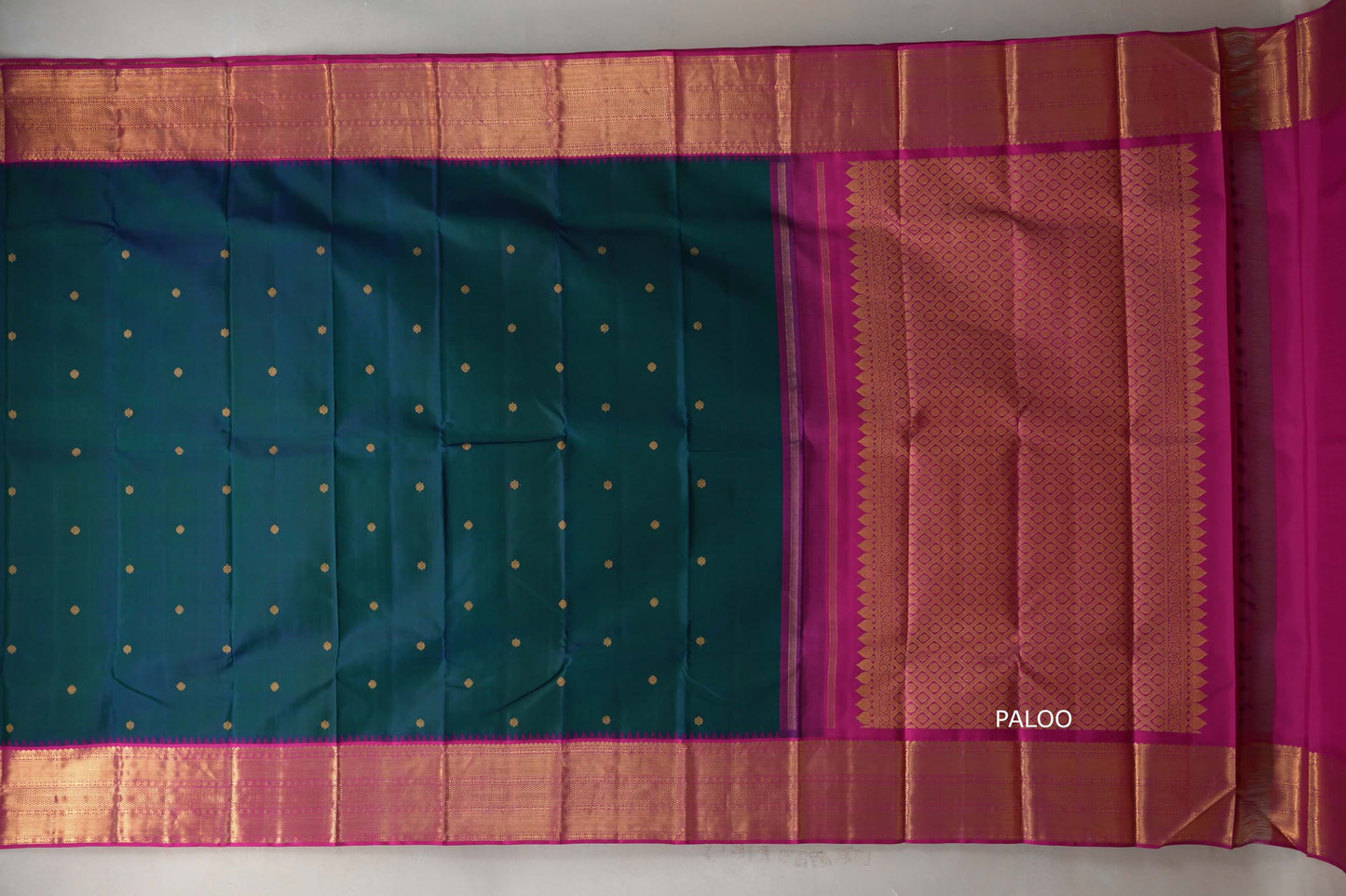 Peacock blue with Bright Pink Vintage Kanjivaram Silk Saree SS9209