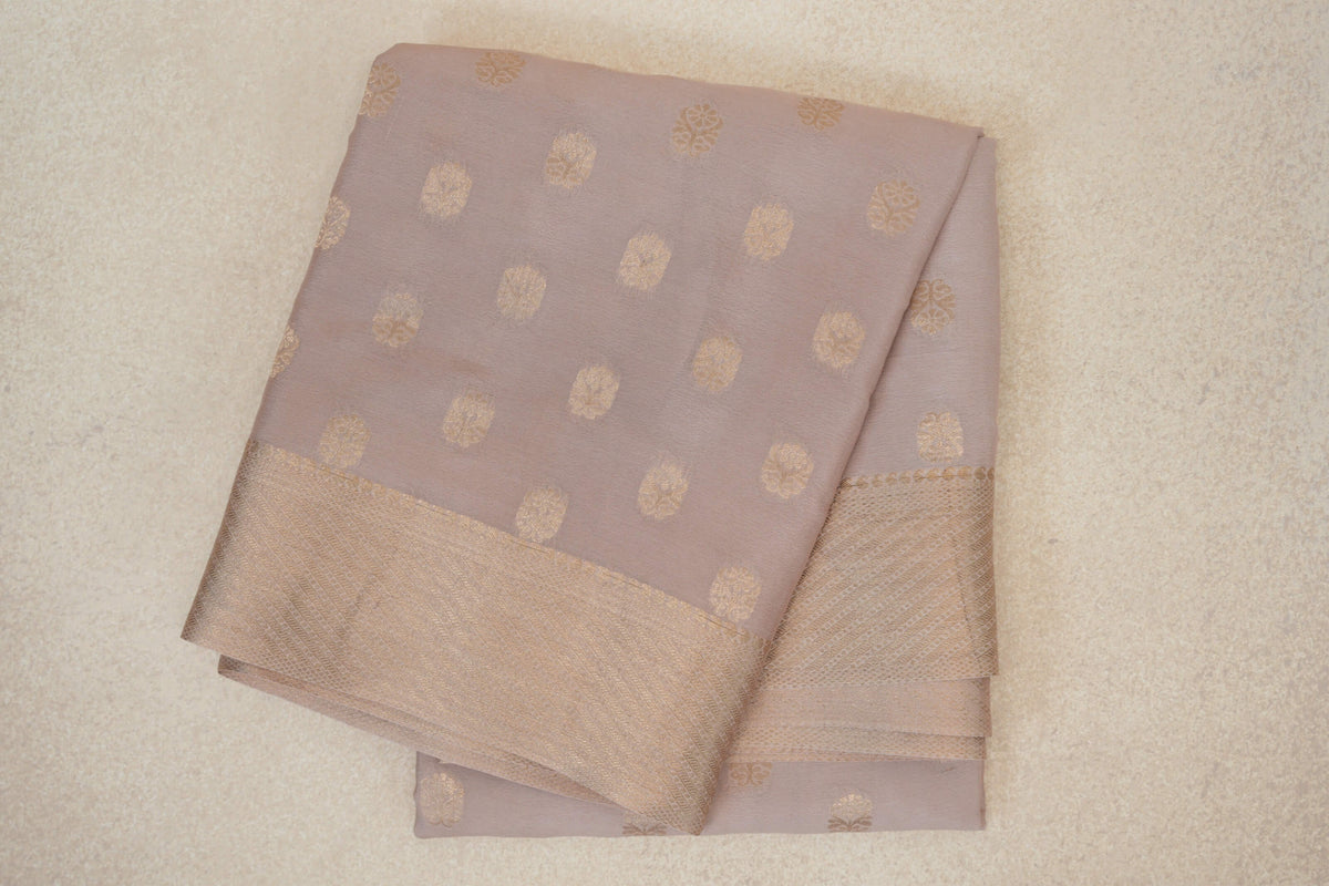 Dark Beige Mysore Silk Saree