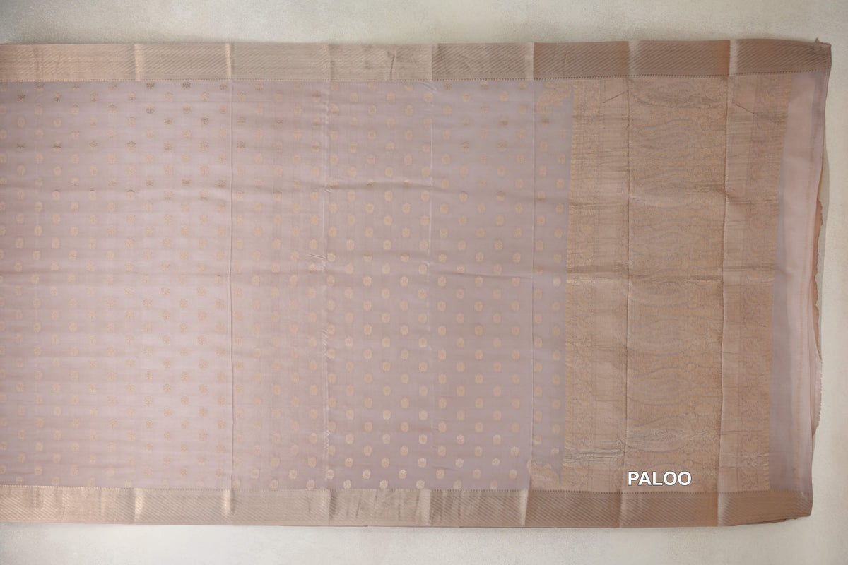 Dark Beige Mysore Silk Saree paloo