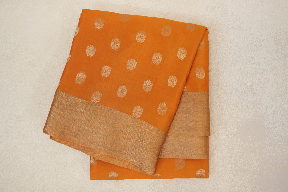 Bright Orange Mysore Silk Saree