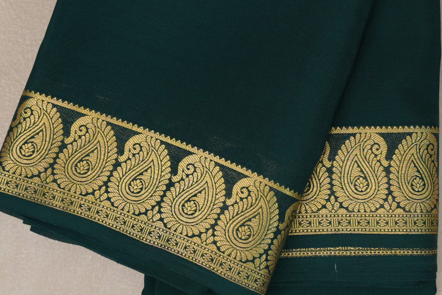 Deep Bottle Green Mysore Silk Saree SS9212