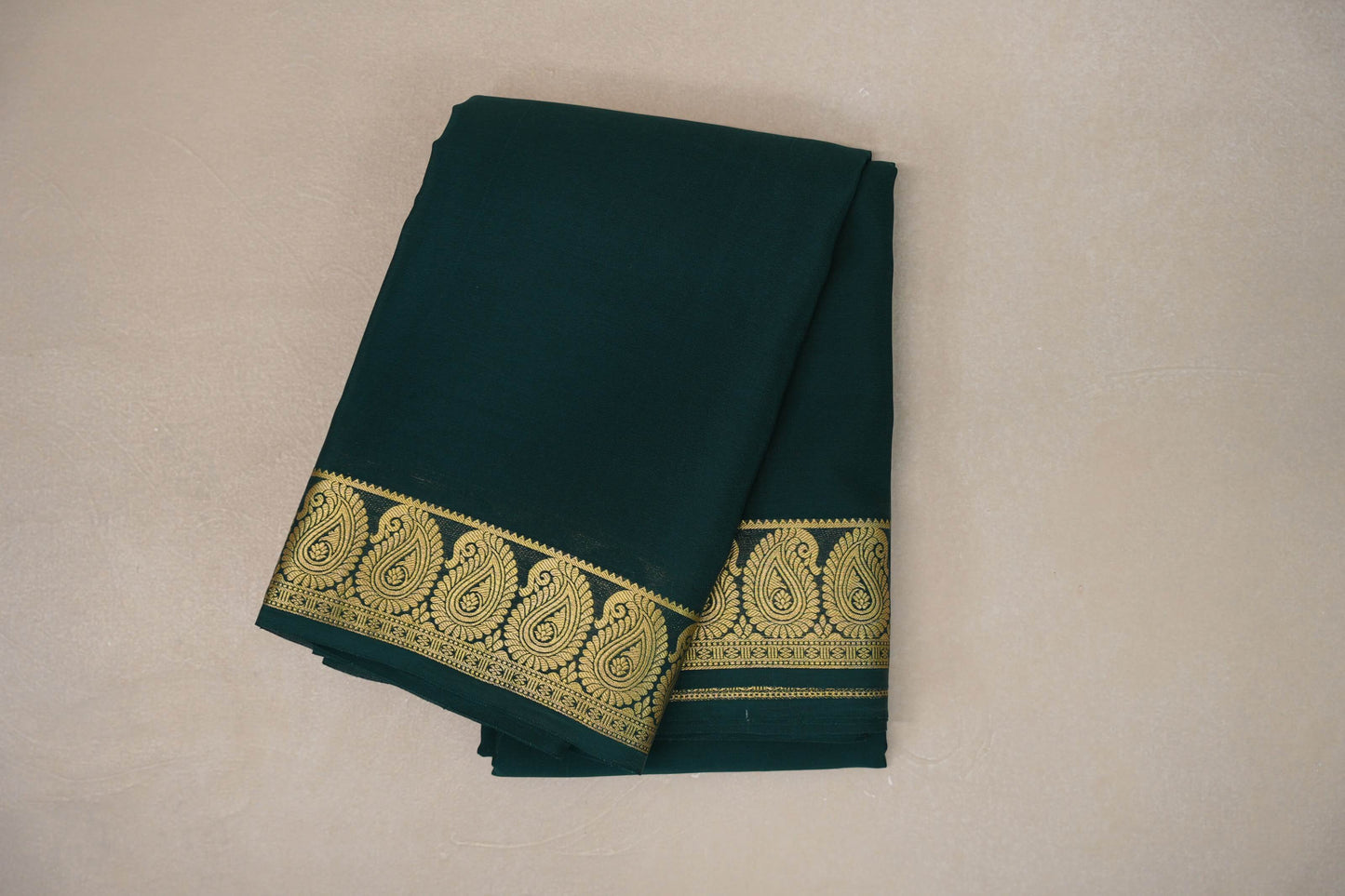 Deep Bottle Green Mysore Silk Saree SS9212