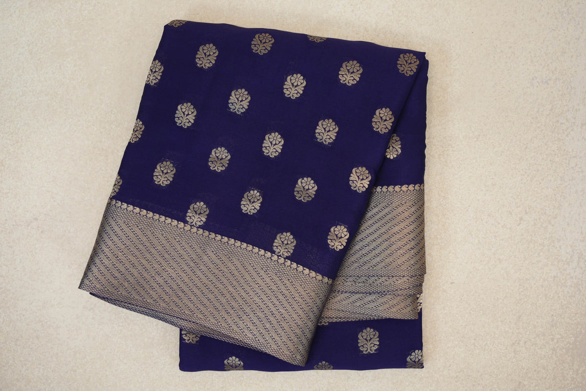 Deep Blue Mysore Silk Saree