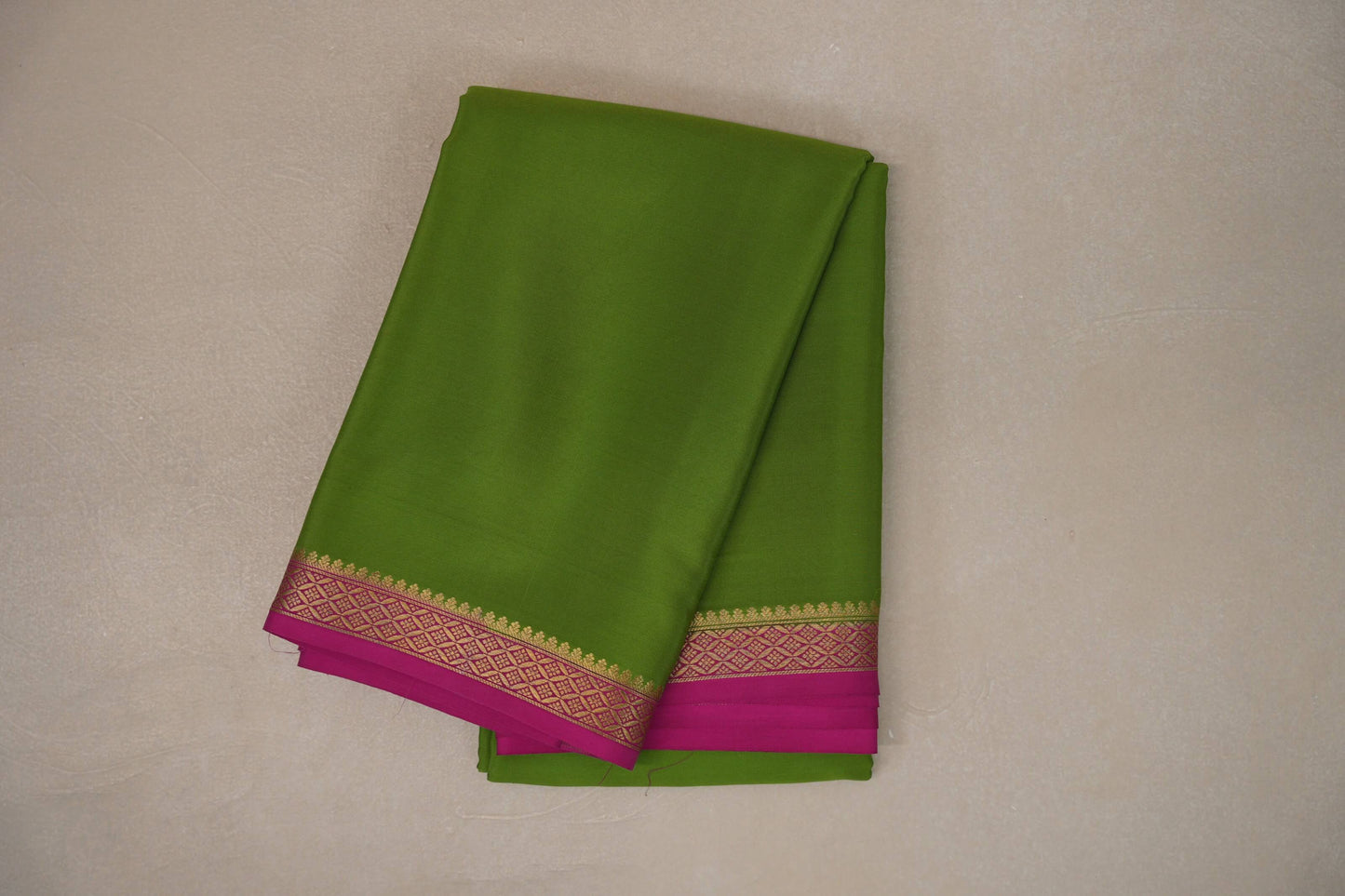 Bright Leaf Green with bright Pink Mysore Silk Saree SS9215