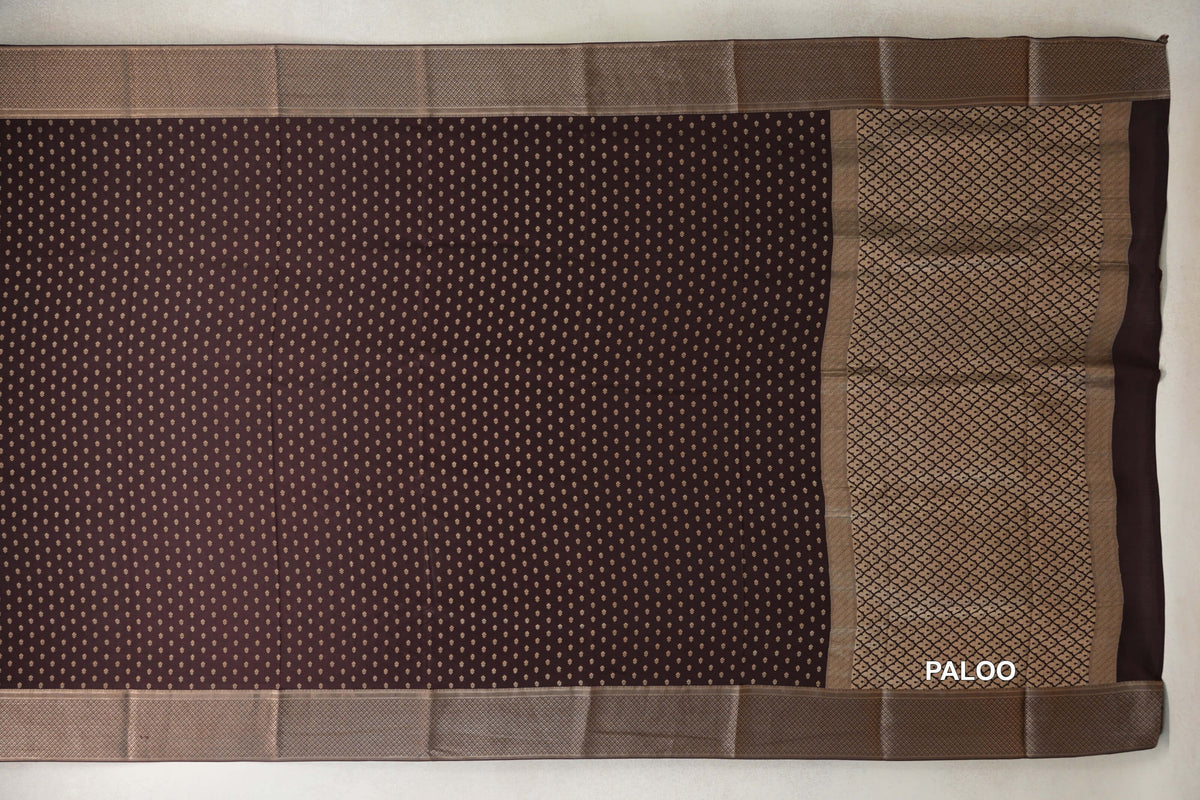 Coffee Bean Brown Mysore Silk Saree paloo