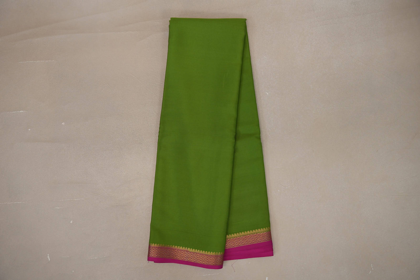Bright Leaf Green with bright Pink Mysore Silk Saree SS9215
