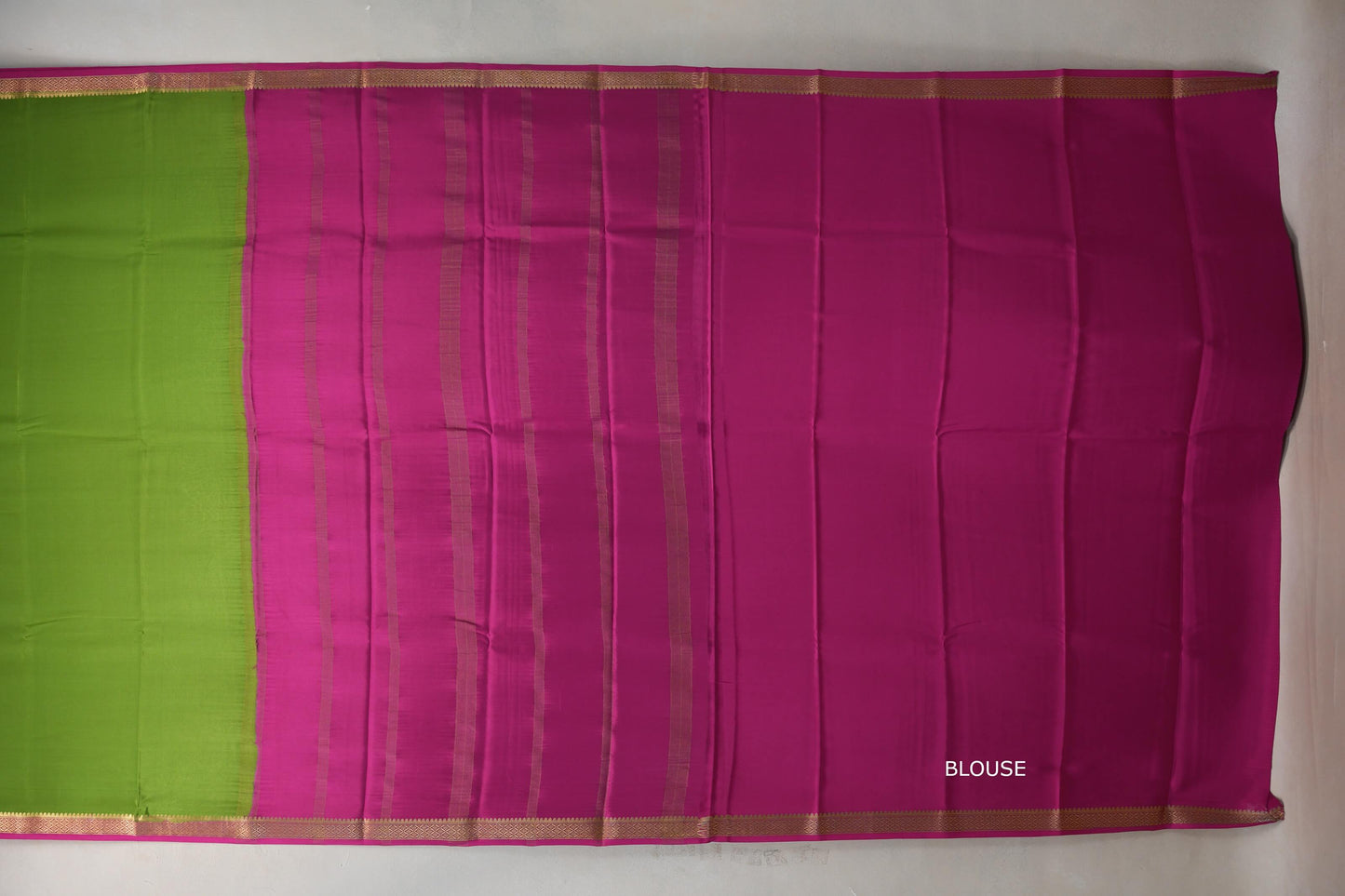 Bright Leaf Green with bright Pink Mysore Silk Saree SS9215