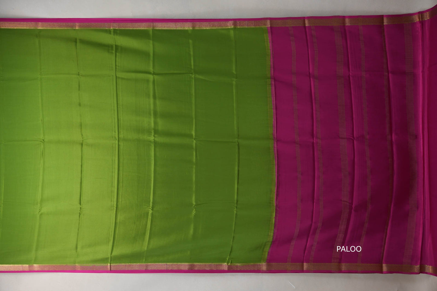 Bright Leaf Green with bright Pink Mysore Silk Saree SS9215