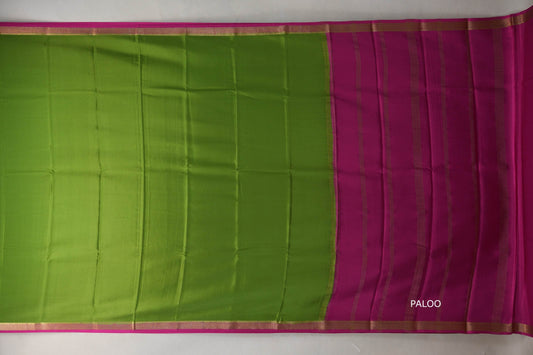 Bright Leaf Green with bright Pink Mysore Silk Saree SS9215