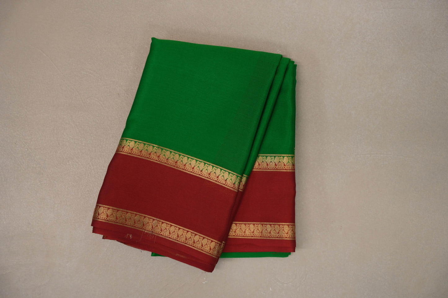 Forest green with red Mysore Silk Saree SS9216