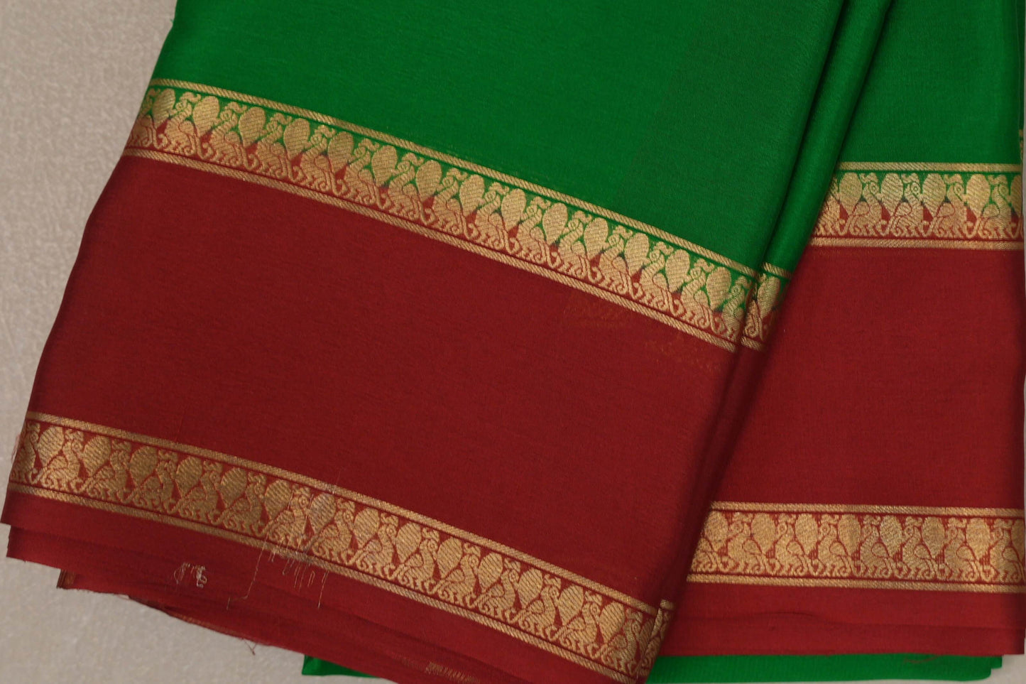 Forest green with red Mysore Silk Saree SS9216