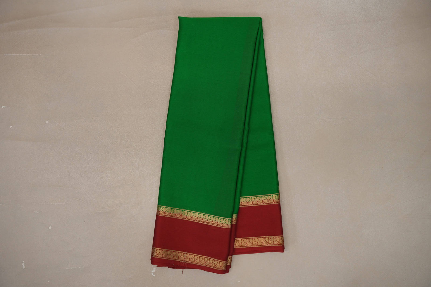 Forest green with red Mysore Silk Saree SS9216