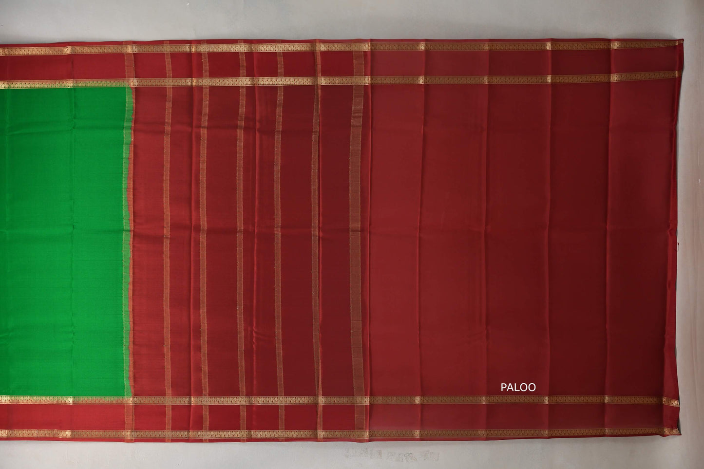 Forest green with red Mysore Silk Saree SS9216