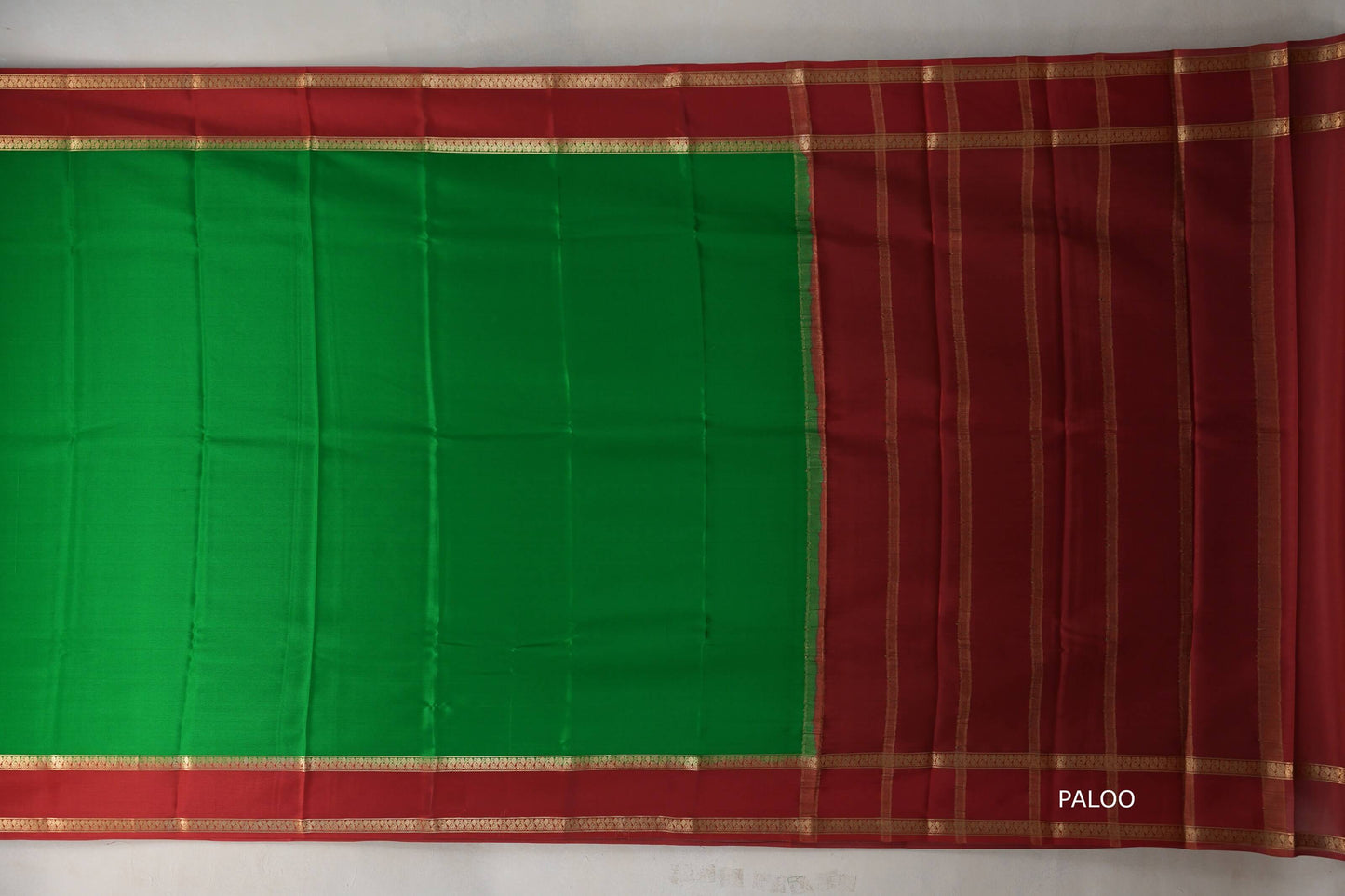 Forest green with red Mysore Silk Saree SS9216