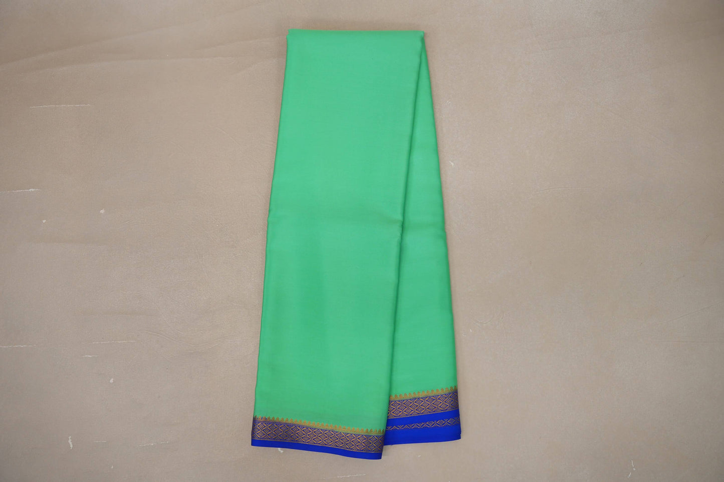 Light Emerald Green with royal blue Mysore Silk Saree SS9217