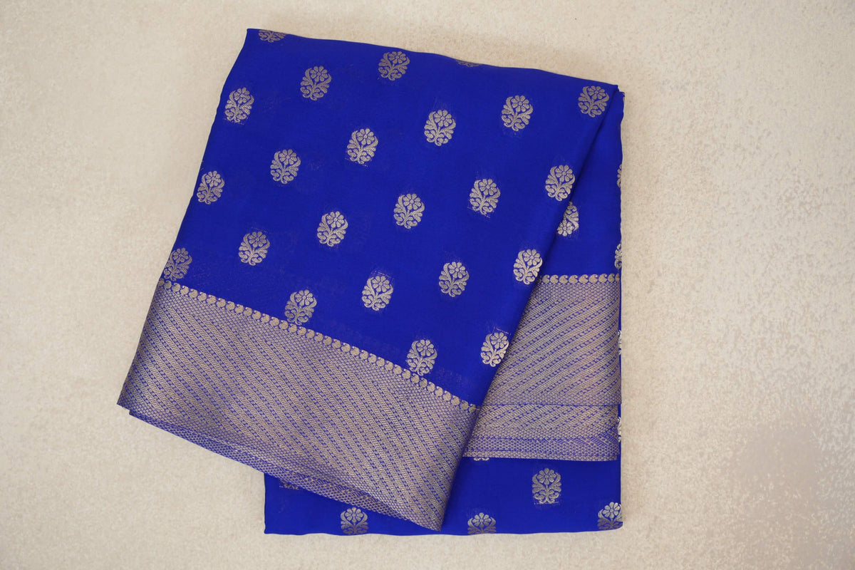 Deep Royal Blue Mysore Silk Saree