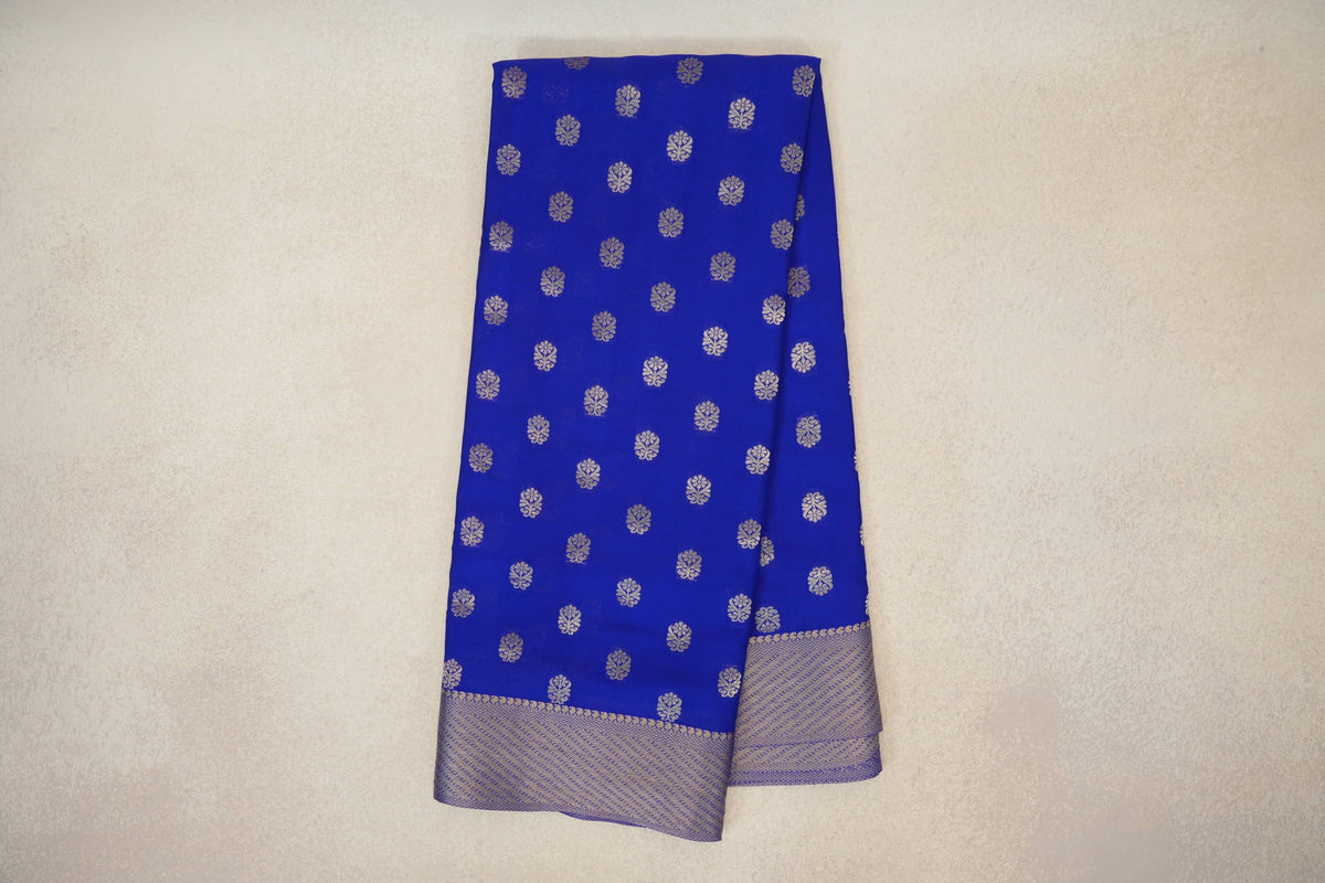 Online Deep Royal Blue Mysore Silk Saree